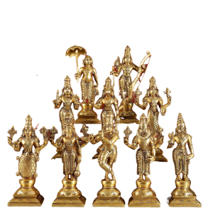 Brass Vishnu Dashavatar Idol Set | 10" Superfine Collection | 19kg Temple Grade Masterpiece | Complete Avatar Series | Jaipurio
